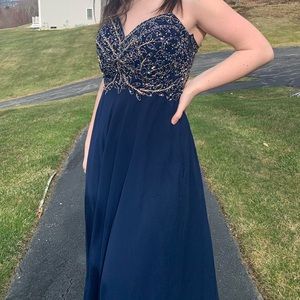 PromGirl dress, size small, navy blue, sequins at top